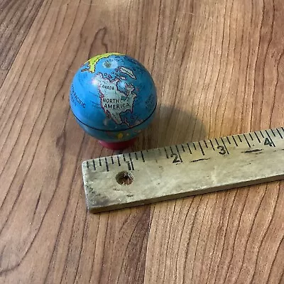 Vintage USA Tin Litho Metal Globe Pencil Sharpener World Earth • $34.99