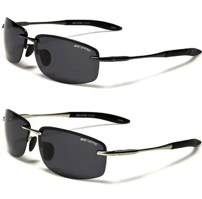 Designer Polarized Sports Metal Sunglasses Wrap Rimless Polarised Mens Ladies • £15.99