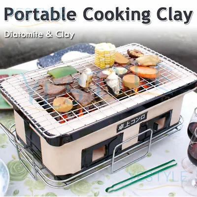 Charcoal BBQ Grill Japanese Korean Ceramic Hibachi BBQ Table Yakitori Barbecue • $63.95