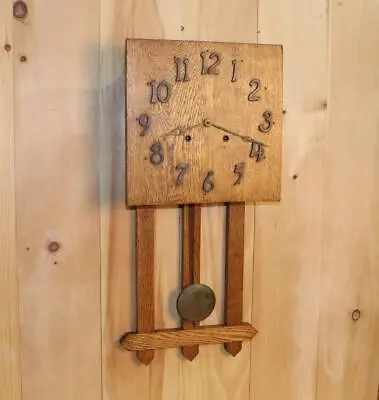 Antique American Mission Oak Arts & Crafts Wall Clock *Runs Good* • $265