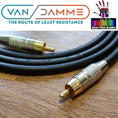 Van Damme - Silver Plated OFC RCA Subwoofer Interconnect Cable Black 2m • £11.95