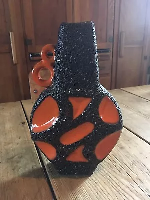 Roth Keramik 313 Orange Fat Lava Banjo Vase 1960s 1970s • £165