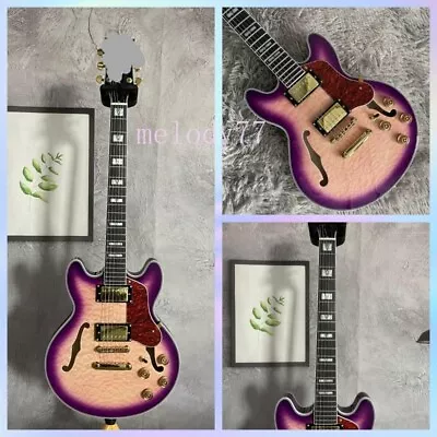 Custom Purple Semi-Hollow Quilted Maple Top Electric Guitar 339 Black Fretboard • $289
