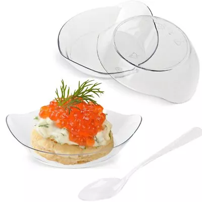 TOFLEN 100ct Mini Dessert Plates With Tasting Spoons 3-1/8 X 2-5/8 Inches Sm... • $31.02