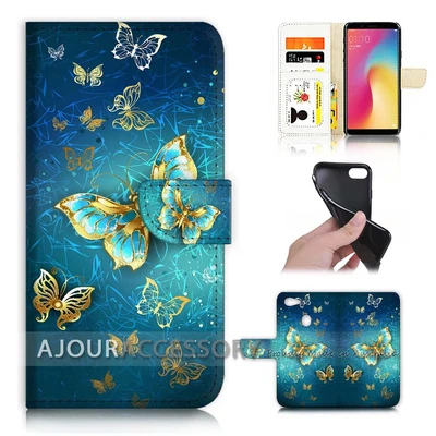 ( For Oppo A73 ) Flip Wallet Case Cover AJ40222 Blue Butterfly • $12.99