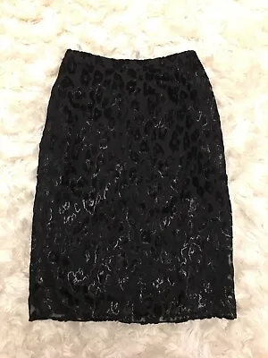 New J Crew Slip Skirt In Burnout Velvet Leopard Black Sz 00 K2125 • $40