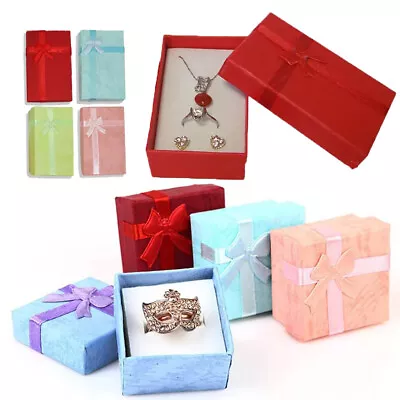 Gift Boxes Bowknot Necklace Earrings Storage Cases Jewelry Organizer Boxes • £1.19