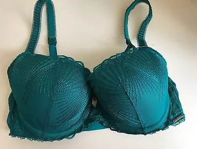 Marks Spencer M&s Autograph Embroidered Padded Turquoise Green Balcony Bra 32a • £8.99