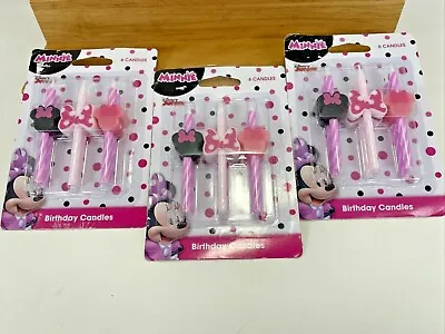 NEW Lot Of 3 6 Pack Disney Jr. Minnie Mouse BIRTHDAY  CANDLES 18 Total • $15.48