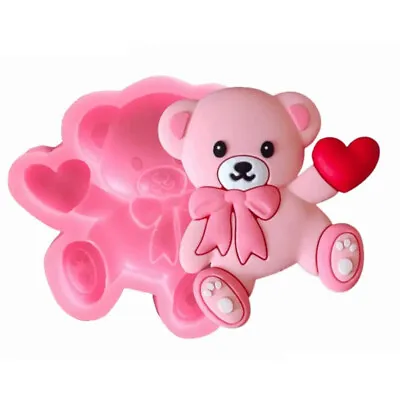 Love Heart Teddy Bear Silicone Mould For Sugar Craft FondantResinCakes • £5.99