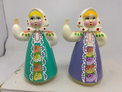 Vintage Pair Of USSR Plastic Bobble Head Dancing Dolls • $34.99