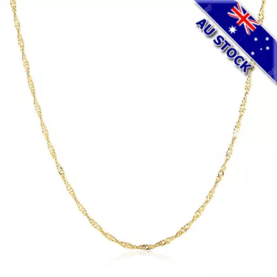 18K Yellow Gold Filled 1.5mm Singapore Twisted Charm Chain Necklace Gift • $5.89