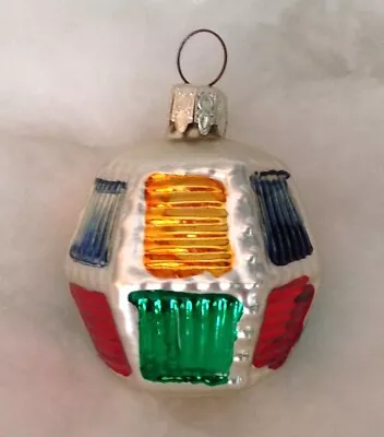 Vintage Christmas Tree Ornament LANTERN Blown Glass Multi Color 2.5  W. Germany • $10.99