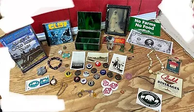 Vintage Junk Drawer Lot Stained Glass Indian Police  Jewelry Casino Chip COINS • $29.99