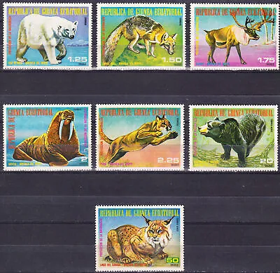 W Equatorial Guinea 1239a-1245a North America Animals Perforated Set • $0.99