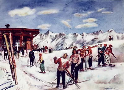 Millard Owen Sheets - Summit Of Ajax Hill Skiing Ski - 13 X 19 Print 1951  • $14.99