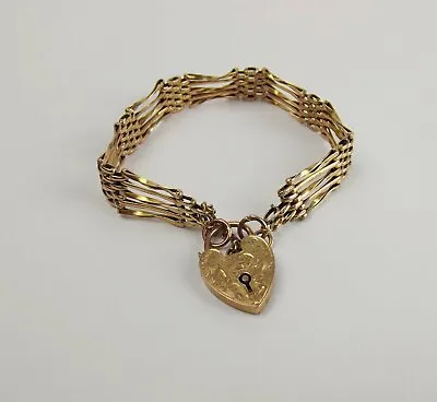 £275 • Buy 9ct Gold Five Bar Gate Bracelet