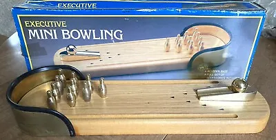 Vintage Executive Mini Bowling Game Table Top Wood And Brass Original Box • $18.50