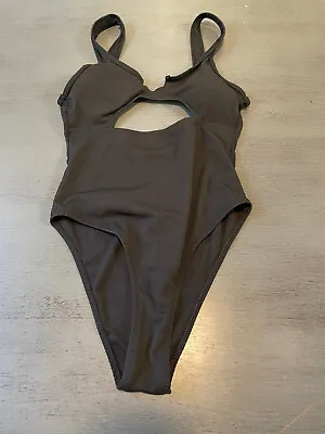 $3.10 • Buy Black Ribbed Open Middle ZAFUL  One Piece  Swimsuit Bikini Size Small