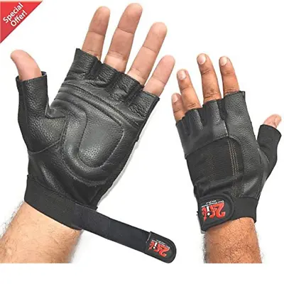 £3.48 • Buy 2Fit Leather Gloves Weight Lifting Long Wrist Wrap Gloves Gym Training BodyBuild