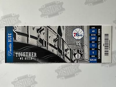 2014 Brooklyn Nets 76ers Ticket 4/5/14 Garnett To 14th Career Scoring List • $10