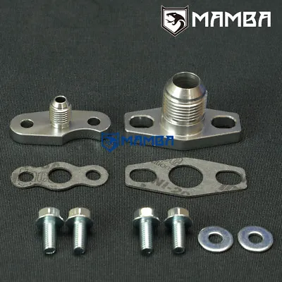 MAMBA ~07 VOLVO V60R V70R K24 4AN Turbo Oil Feed & 10AN Return Flange Adapter • $52.01