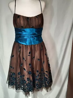 Masquerade Women's Size 9/10 Dress Brown/Teal Party Prom Dance Excellent • $20