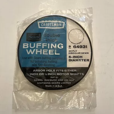 (NEW) VTG Sears Craftsman 6 Inch Buffing Wheel 964931- 1/2”Or 5/8”Arbor Hole • $11.99