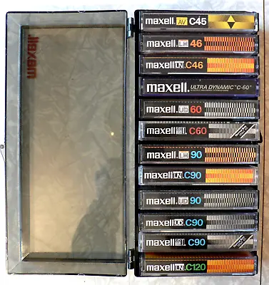 Lot Of 12 HTF Vintage Maxell Cassettes AV-C45 LNC-46 UD-C60 UDXLI-C60 UDXLI-C90 • $35