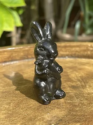 Crystal Obsidian Rabbit Bunny Carving Gemstone Animal Carving Gift • £9.99