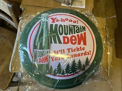 Mountain Dew Domed Tin Sign Bottle Yahooo! It'll Tickle Yore Innards! MTN 15” • $13.49