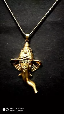 Gold Color Brass Lord Ganesha Necklace Pendent Bohemian Hippie Belly Dancer • $14.99