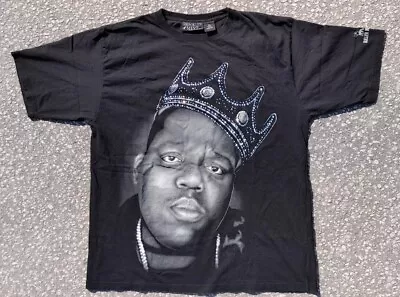 Vtg 2005 Brooklyn Mint The Notorious B.I.G. Sequin Crown Print T-Shirt Size 2XL • $35