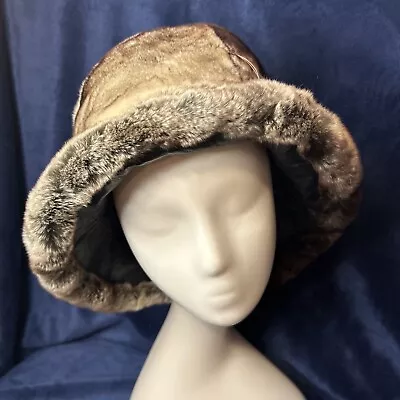 Vintage Dyed Chinchilla Rex Rabbit Hat New Old Stock W Tags Xl From Canada! • $129.99