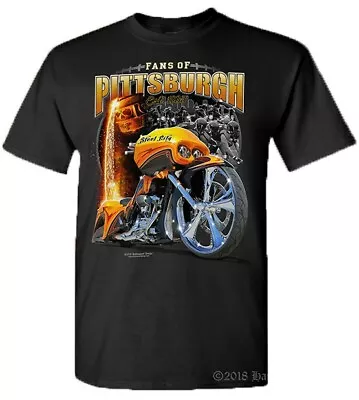 Fans Of Pittsburgh Motorcycle Themed Football Tee Shirt • $26.50