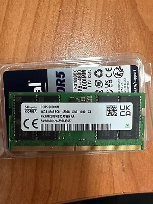 Brand New SK Hynix - 16GB DDR5 4800MHz Memory Module SODIMM  • $55