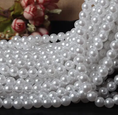 £2.39 • Buy 50-500 Cream White Faux Pearl Round Beads Jewellery Making Wedding Sewing Crafts