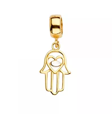 New 14k Gold Hamsa Pendant Hand Of God Charm Necklace Medalla Oro Mano De Dios • £60.79