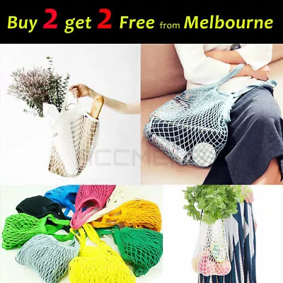 Mesh Net Shopping Bags Cotton Eco Friendly Tote Foldable Reusable Mothers Day • $8.50