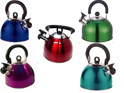 Induction Stove Top Whistling Kettle 3L Stainless Steel Camping Holiday Travel • £11.99