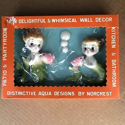 Vintage NORCREST ADORABLE MERMAID Pair Wall Hanging Plaque Bubbles MCM Rare HTF • $375