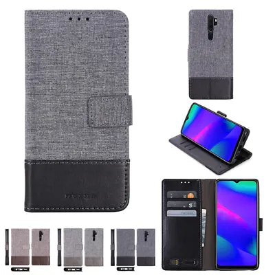 $12.49 • Buy Canvas Leather Wallet Case Cover For Oppo A53S R17Pro RENO 5Pro+(5G) FIND X2Pro