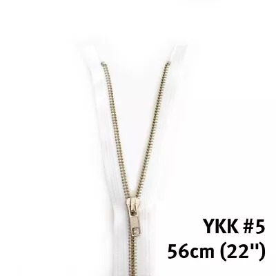 56cm (22 ) #5 YKK White Closed End Metal Zip • $5.45