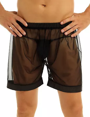 £5.58 • Buy Mens See Through Short Panties Mesh Boxer Shorts Trunks Underwear Loose Lounge