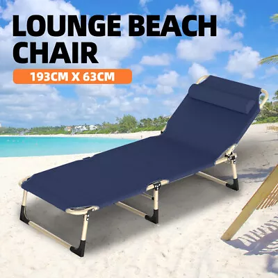 Outdoor Sun Lounge Chair Folding Bed Reclining Deck Camping Beach Chair • $61.99