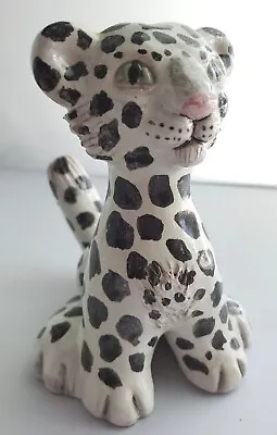 IZSEPY Snow Leopard Cub Margit Signed Glazed Studio Pottery RARE Vintage Hungary • $180