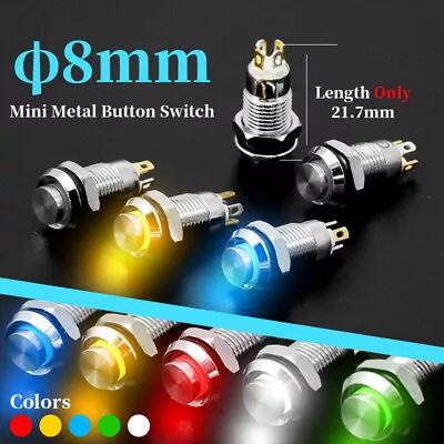 8MM Metal Push Button Switch LED Momentary Latching Waterproof 4Pins High Head • $6.48