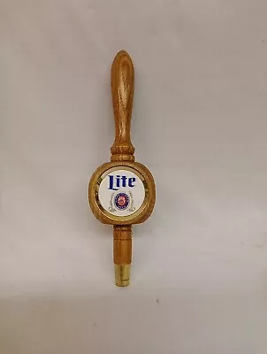Vintage Miller Lite Light Beer Wooden Beer Tap Handle 11.5  Tall 3-Sided Wood • $20