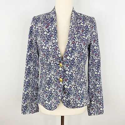 JCREW Size 00 4 6 Schoolboy Blazer Liberty Art Fabrics Navy Floral Cotton XXS • $45