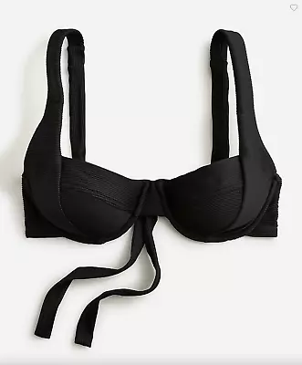 J. Crew Size 34A Ribbed Cross-Back Underwire Bikini Top Black BE810 • $22.09